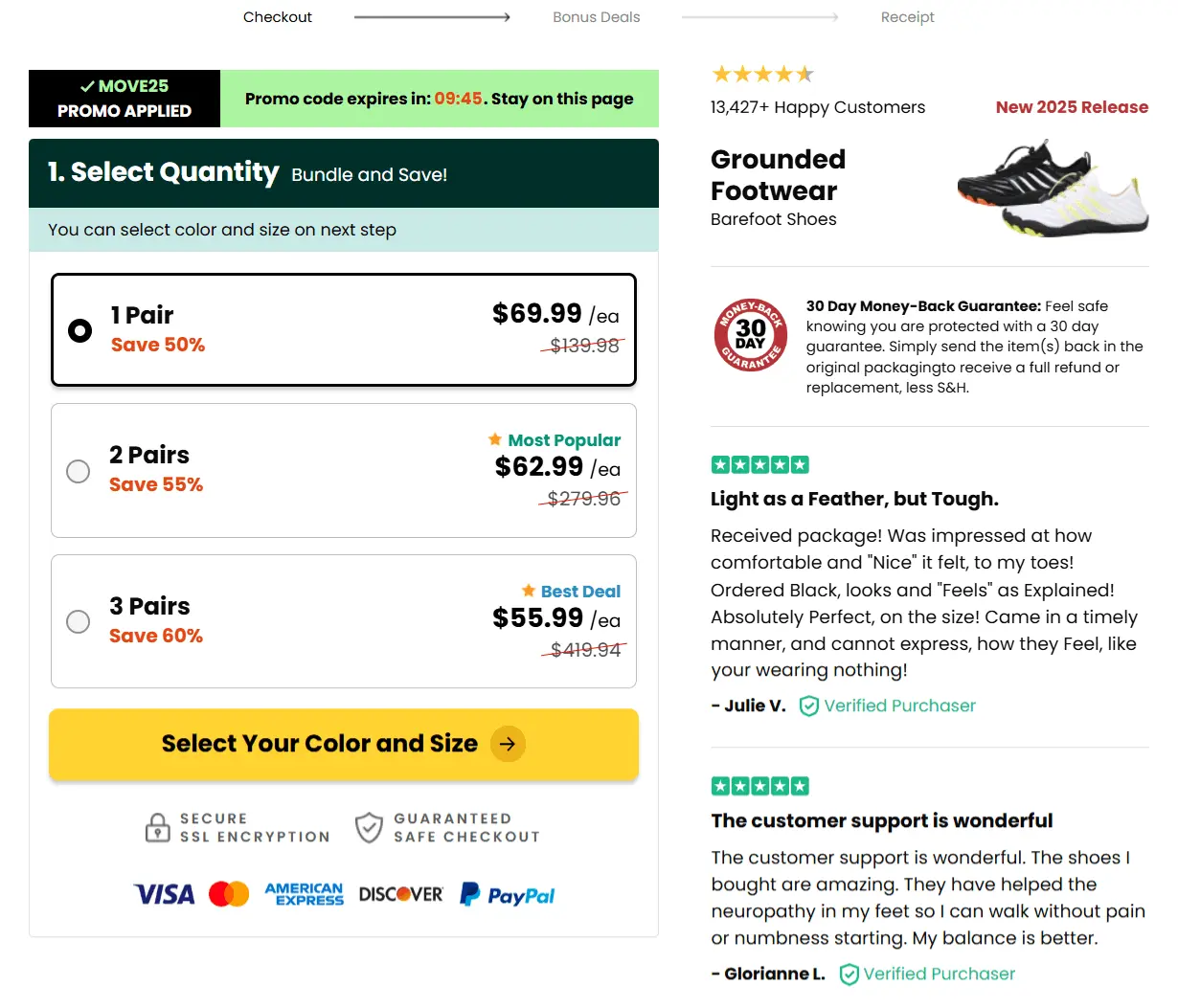 Grounded Footwear secure checkout page